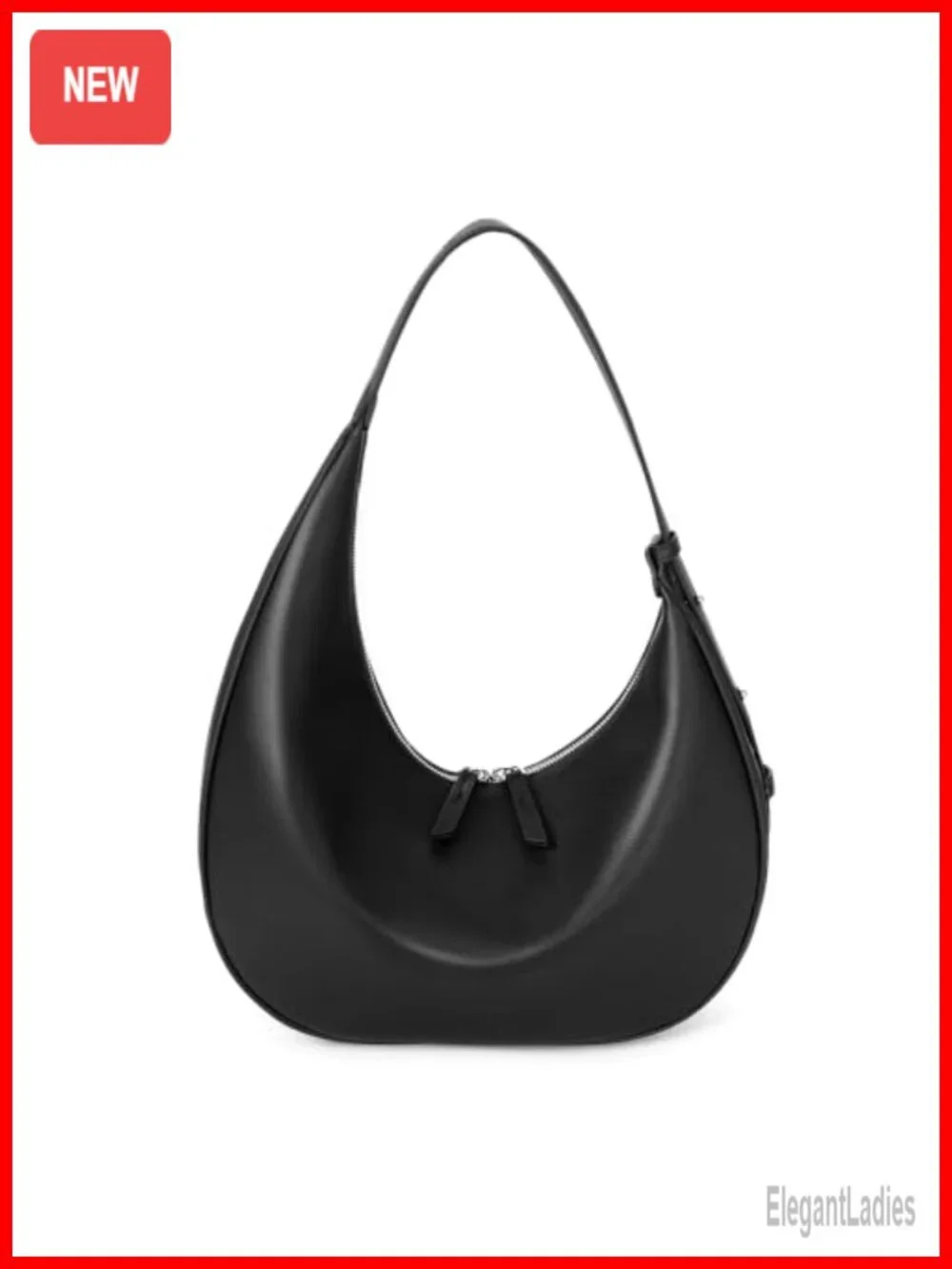 Genuine Leather Slouchy Hobo Bag, Crescent Crossbody Shoulder Purse Handbag for